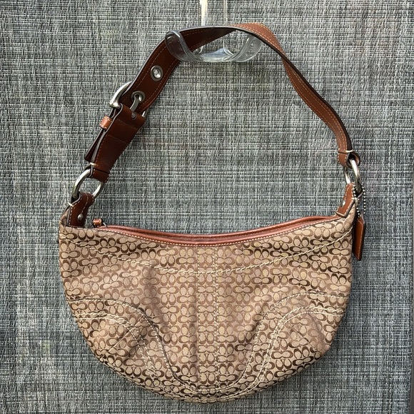Coach Handbags - COACH Classic Y2K Buckle Strap Monogram Jacquard Canvas Hobo Bag
